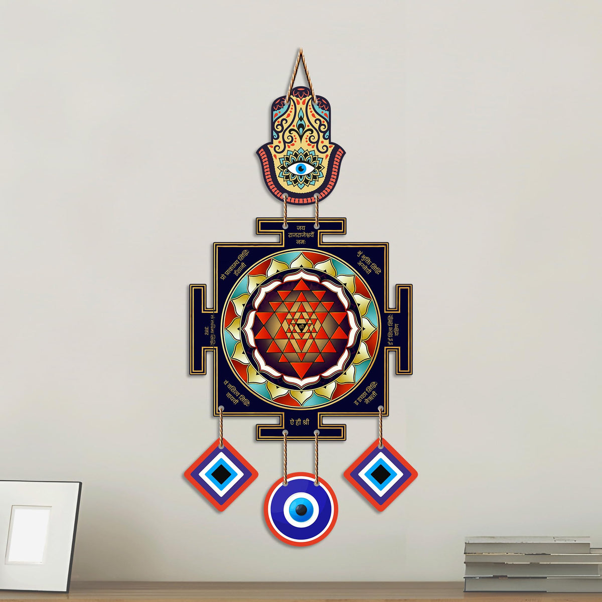 Artvibes Hamsa Hand Evil Eye Wall Hanging Decor for Home Entrance | Nazar Battu Protection Ornament | Spiritual Boho Wall Art for Living Room | Hallway | Office and Gift Idea (WH_85134N)