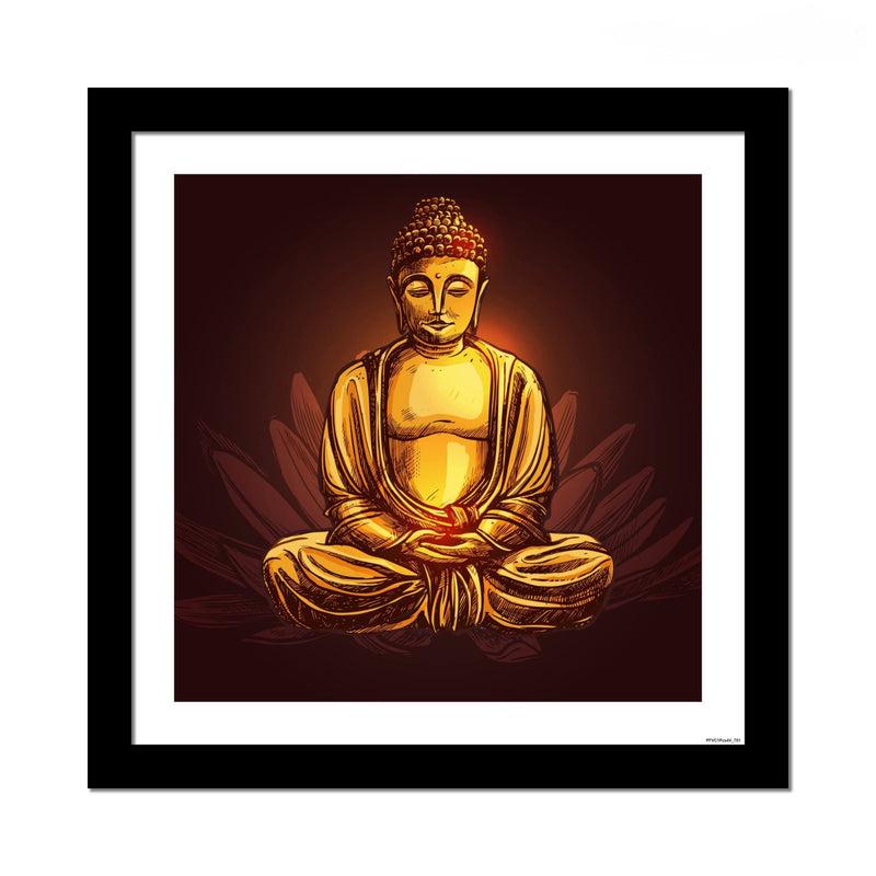 VIBECRAFTS Premium Wall Frame Painting of Lord Buddha Doing Meditation Digital Reprint Posters with Synthetic Wooden Frame Home, Office Decorative Gift Item(12 inch x 12 inch)(PFVC1Pcs4_701)