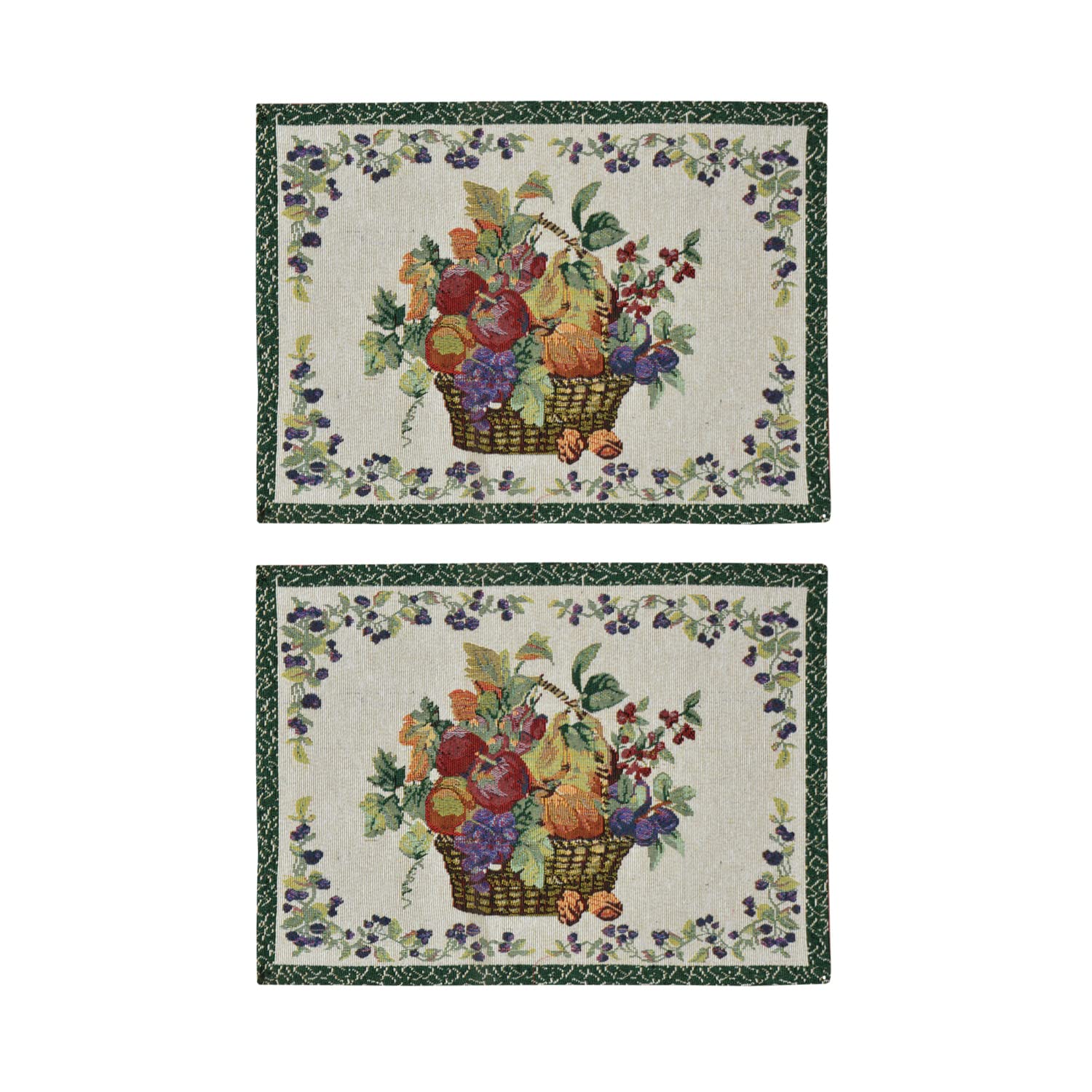 Galaxy Home Decor Dining Table 2 Table Mats ( Mat 13x18 inches ) Washable Cotton Linen Mat Jacquard Fabric, Multicolor (Basket Design, 2 Mats) Kafalo