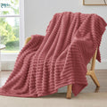 Rangrika.in Ultra Soft Bed Blanket, Premium Flannel Fleece Plush Throw, Ribbed Texture Mink Touch, Lightweight Warm Cozy AC & Mild Winter Use, Machine Washable (Mauve, Double) Kafalo