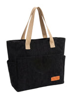 ITALISH Corduroy Tote Bag for Woman Lightweight Multi-Pocket Handbags for Women Latest Collection with Zipper Closure (Black)