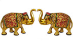 Prince Home Decor & Gifts Multi Coloured Metal Elephant Pair for Showpiece- Enhance Your Home As Well As Office Décor- Beautifully Hand Crafted & Hand Carved Item (Large)