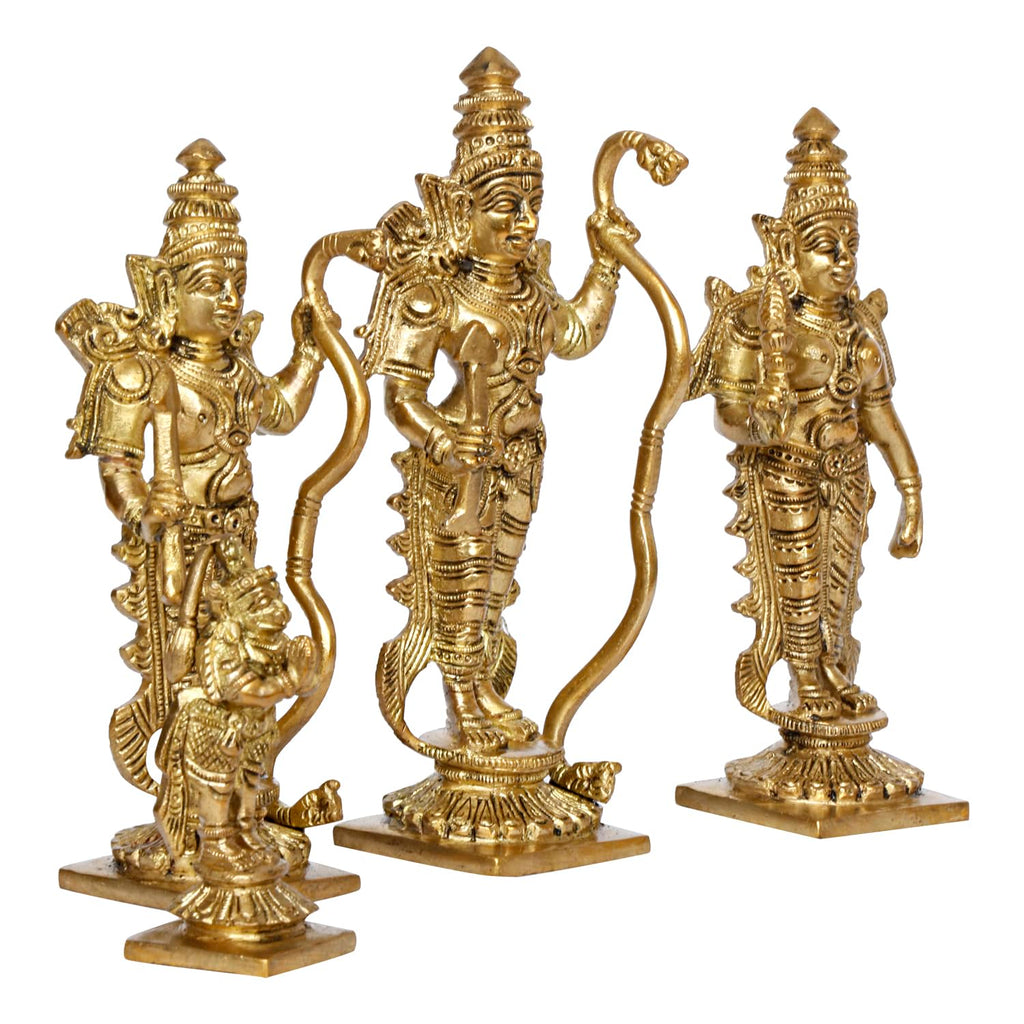 ARTVARKO Brass Ram Darbar Statue Shree Ram Ji Sita Laxman Hanuman Home Décor Puja Murti for Mandir Temple Gift.