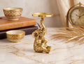 Kridaykraft Baby Elephant Figurine T-Light Candle Holder Gold (15 cm, 300 gm) — Decorative Sitting Elephant Showpiece for Home Decor, Diwali Gifting, and Table Accents. (Candle Not Included)