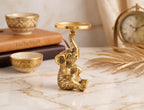 Kridaykraft Baby Elephant Figurine T-Light Candle Holder Gold (15 cm, 300 gm) — Decorative Sitting Elephant Showpiece for Home Decor, Diwali Gifting, and Table Accents. (Candle Not Included)