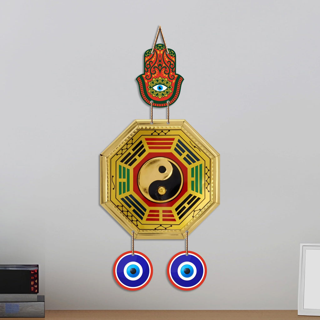 Artvibes Feng Shui Bagua Evil Eye Wall Hanging Decor | Vastu Inspired Protection Ornament for Home Entrance Door | Living Room | Bedroom | Office | Harmony Wealth and Prosperity Gift (WH_85139N)