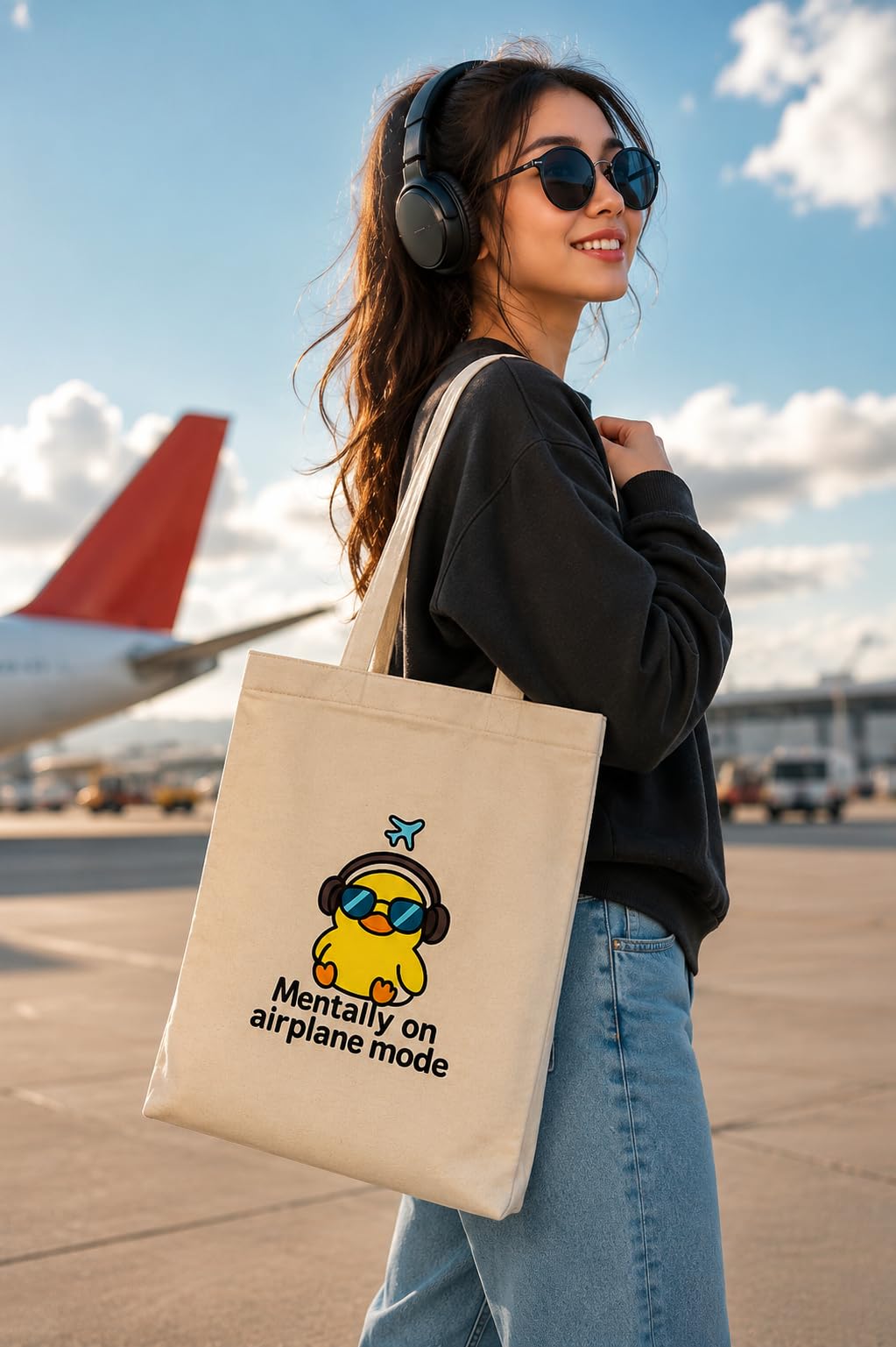 CANVAS COTTON TOTE BAG DESIGN AEROPLANE MODE