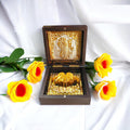 DK trades® Gold Plated Shrinathji For Pooja Box - Premium Gold Shrinathji Pocket Temple With Charan Paduka | Unique Home Office Gift