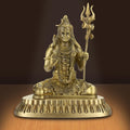 Shilpkala Brass Mahadev Murti with Trishul & Damru - Fine Detailing & Antique Finish, Murti for Mandir, Livingroom, Office Table, Best for Gifting, (2.8 Inch, Coffee Antique)