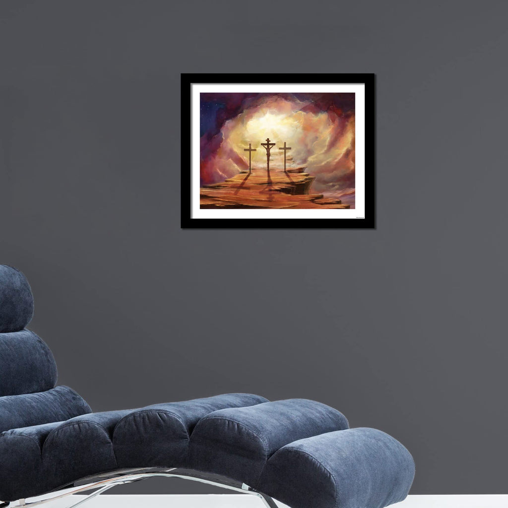 VIBECRAFTS Jesus God on Cross Premium Wall Frame Painting Digital Reprint Posters with Synthetic Wooden Frame Home, Office Decorative Gift Item(15 inch x 12 inch)(PFVC1Pcs2H_402)