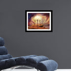 VIBECRAFTS Jesus God on Cross Premium Wall Frame Painting Digital Reprint Posters with Synthetic Wooden Frame Home, Office Decorative Gift Item(15 inch x 12 inch)(PFVC1Pcs2H_402)