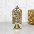 ARTVARKO Brass Tirupati Balaji Venkateshwara Idol Vishnu Chakra Namah Shankh Statue Murti Lord Srinivasa Pooja Vastu Religious Idol for Home Office Temple Decor Gift 5.5 Inch.
