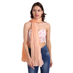 Ombre Peach Polycotton Scarf for Women | Lightweight & Long | Stylish Stole Wrinkled Design | All Season Neck Scarf, Hair Scarf, & Head Scarf for Girls