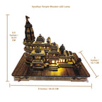 ALILA Shri Ram 3D Wooden Mandir Ayodhya Model with LED Lights for Home Temple Pooja Decor Decoration Gifts, 8 Inch Length / 6.5 Inch Height