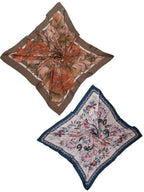 leeza store Women's Brown & Black Golden Polyester Satin Silk Square Digital Printed Scarf || Dupatta || Stole || Beach Wear || Fashion Accesorries || Bandana || Head Scarf || Hair Wrap