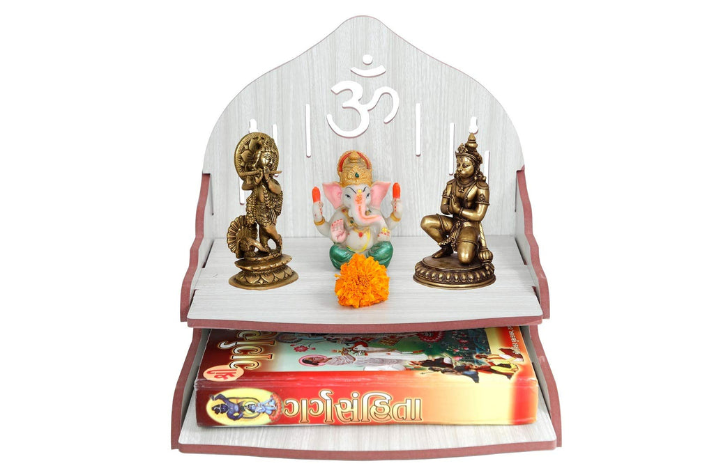 MS Enterprises Wooden Beautiful Plywood Mandir Pooja Room Home Decor Office OR Home Temple Wall Hanging Product (White)