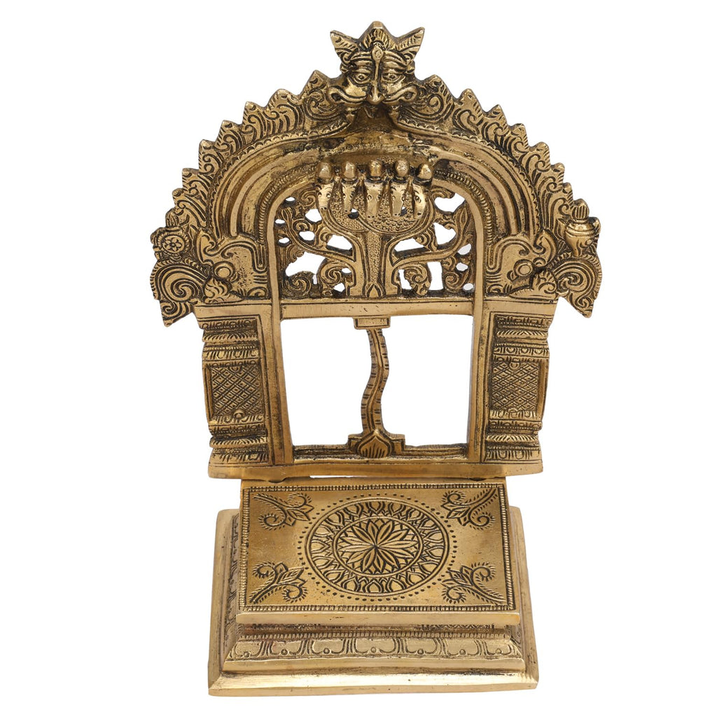 ARTVARKO Brass God Sheshnaag Throne Pooja Singhasan Chowki Prabhavali for Idol Seat God Stand Pooja for Idols 9 Inch