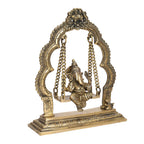 Artvarko Pure Brass Ganesha Jhula Idol Ganesha Swing Jhoola Murti for Home Entrance Decor Gift 9 Inch