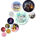 Artvibes Let Your Dreams Be Your Wings Round Shape MDF Wooden Wall Decor Items | Motivational Wall Decor | Wall Accent | Graphic Art | Gift Items | Office Wall Decoration Items (WPS_101N), Set of 11