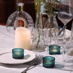 Mahganya Set of 6 Votive Glass Tealight Candle Holders - Christmas Decorations Items for Home Dcor Living Room Bedroom Dining Table (Green)