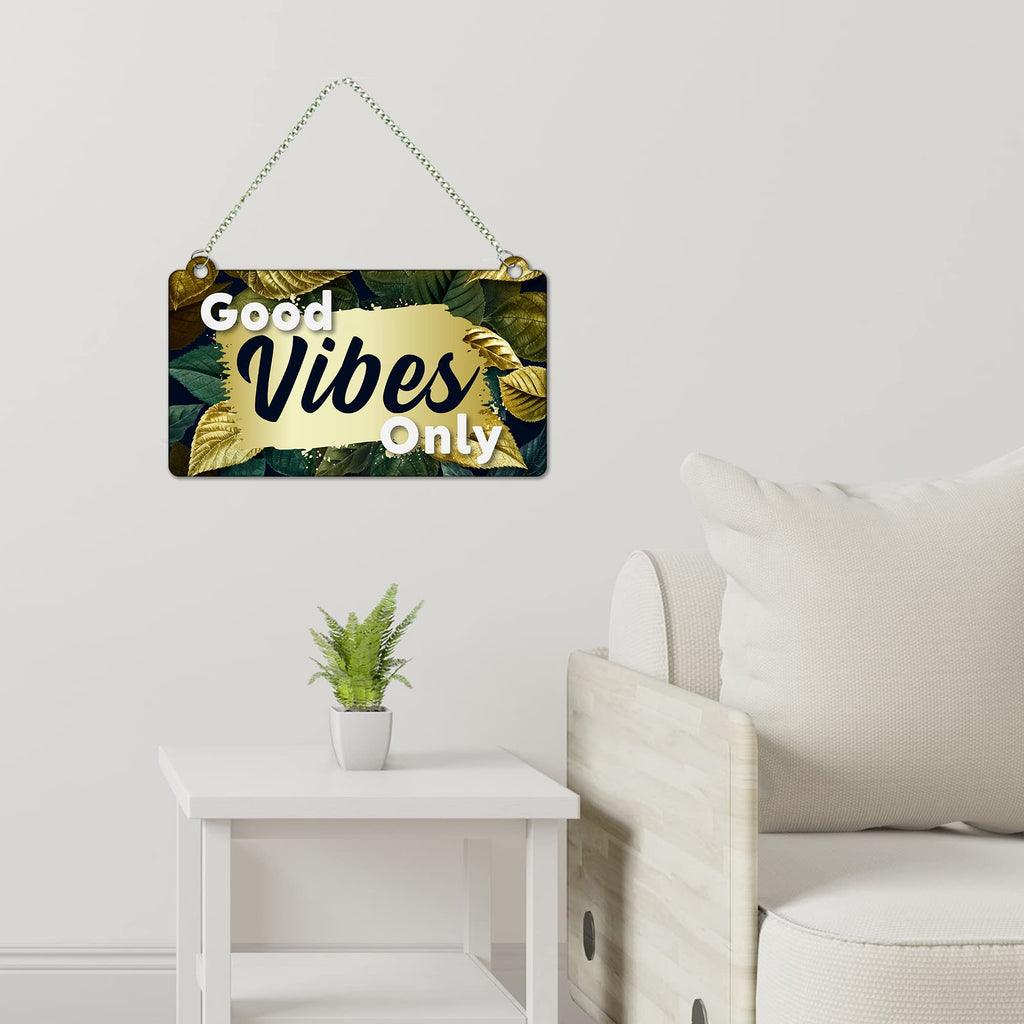 Artvibes Good Vibes Only Decorative Wall Hanging Ornaments | Quotes Decor Item | Wall Poster | Office Decor | Inspirational Quotes Wall Art | Mdf Wall Decoration | Gift Items (WH_3508N)