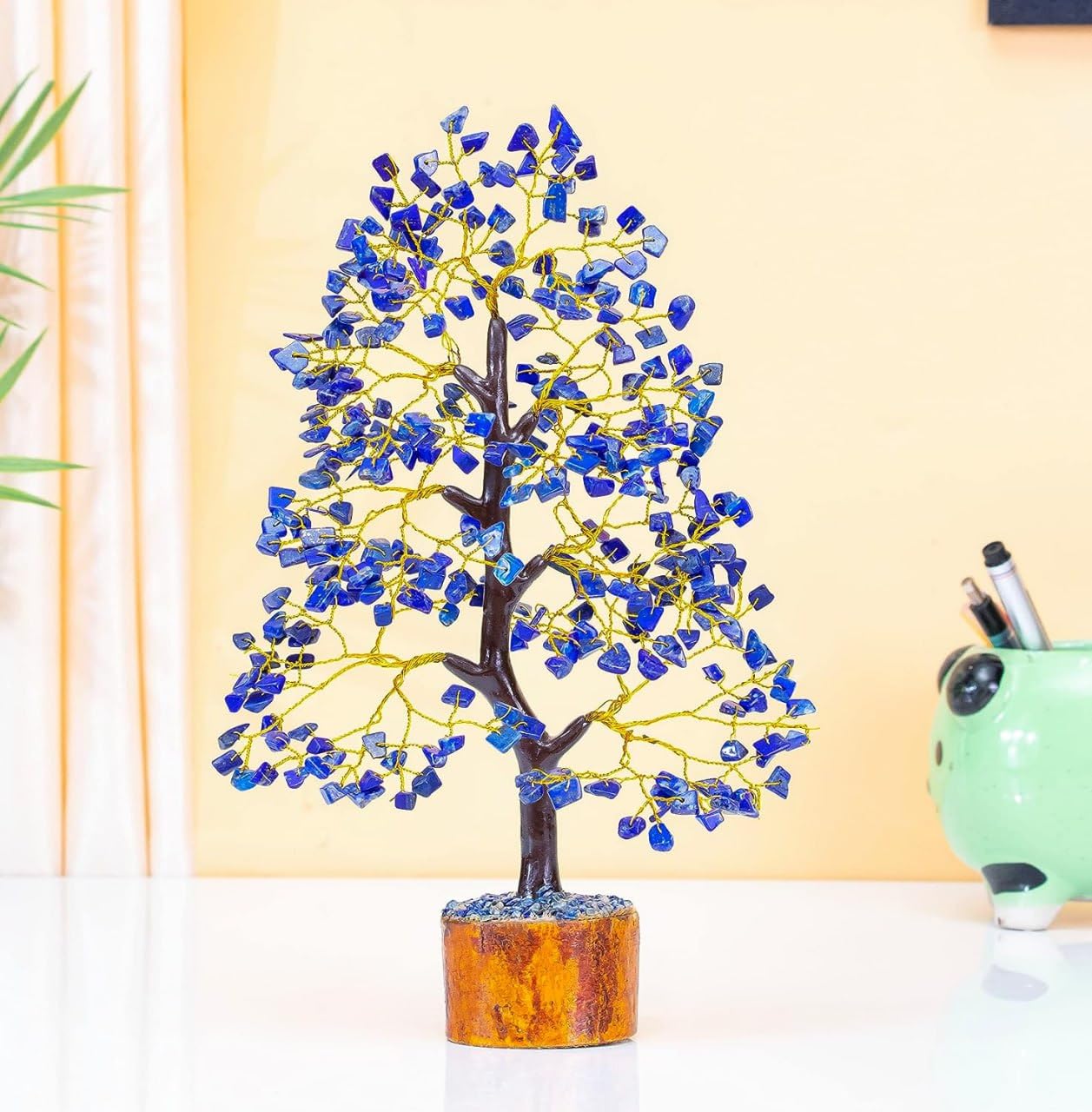 Lapis Lazuli Gemstone Crystal Tree, Bonsai Fortune Money Tree for Good Luck, Home Decor, Office Table Dcor Spiritual Gift (300 Stone) (Lapis Lazuli)