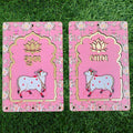 Kavya Fashion Cow MDF Pooja Decoration Lotus Cow MDF Wooden Cutout|DIY Rangoli Kit|Decoration for Diwali|for Rangoli, Pooja, Decorations, Festival Gift, Wedding Decorations.Designer (4, Peach)