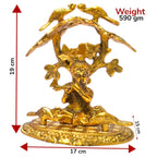 KridayKraft Shri Krishna Sitting Under Tree Laddu Gopal with Playing Flute Metal Statue Showpiece Figurines,Religious Idol Gift Article.