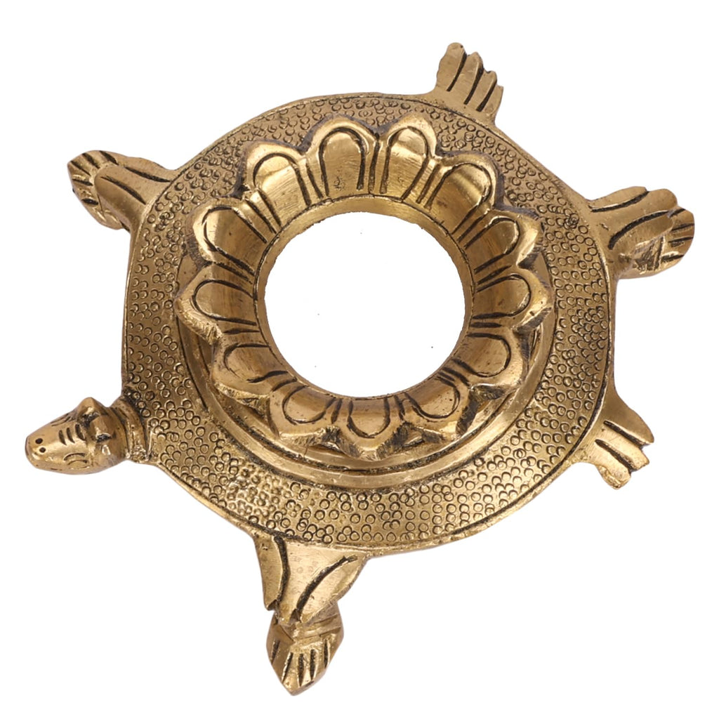ARTVARKO Pure Brass Shankh Stand with Tortoise Conch Holder for Home Office Temple Prosperity (LxBxH-11x9x5 cm)