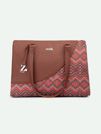ZOUK Office Essential Bag | Jute | Vegan Leather Handcrafted Tote Bag With Double Handle Shoulder Strap | Gwalior Weaves