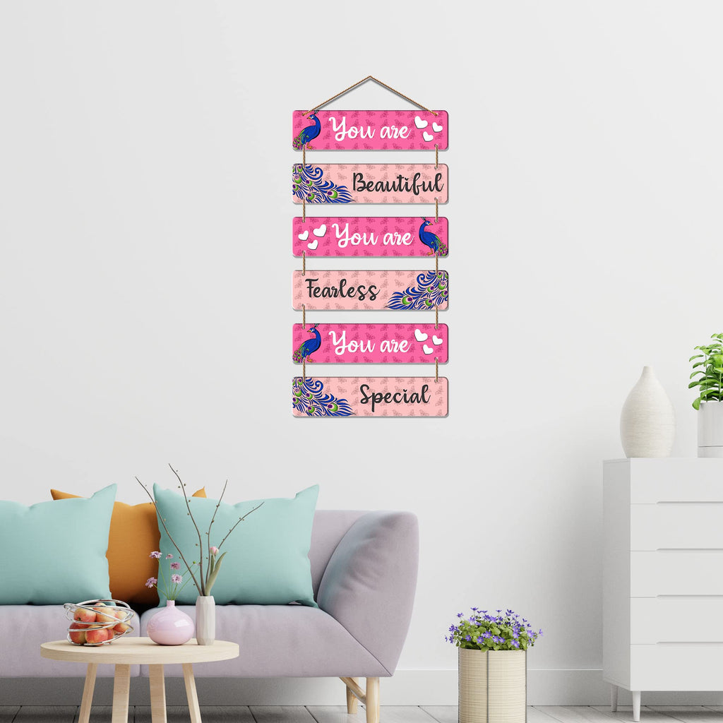Artvibes You Are Beautiful You Are Fearless Decorative Wall Hanging Wooden Art | Quotes Decor Item | Wall Poster | Office Decor | Wall Art Print | Inspirational quotes | Gift Items (WH_3281N)