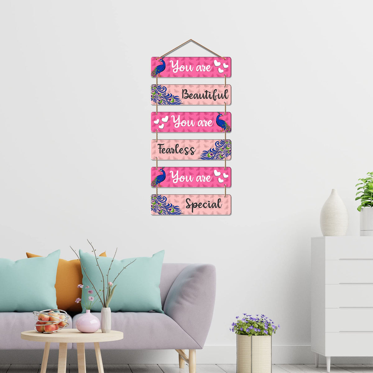 Artvibes You Are Beautiful You Are Fearless Decorative Wall Hanging Wooden Art | Quotes Decor Item | Wall Poster | Office Decor | Wall Art Print | Inspirational quotes | Gift Items (WH_3281N)