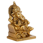 SVARUP Brass Ganesh Bhagwan Idol Rat Rath Ganesha Statue Ganpati Murti Height 3.75 Inch