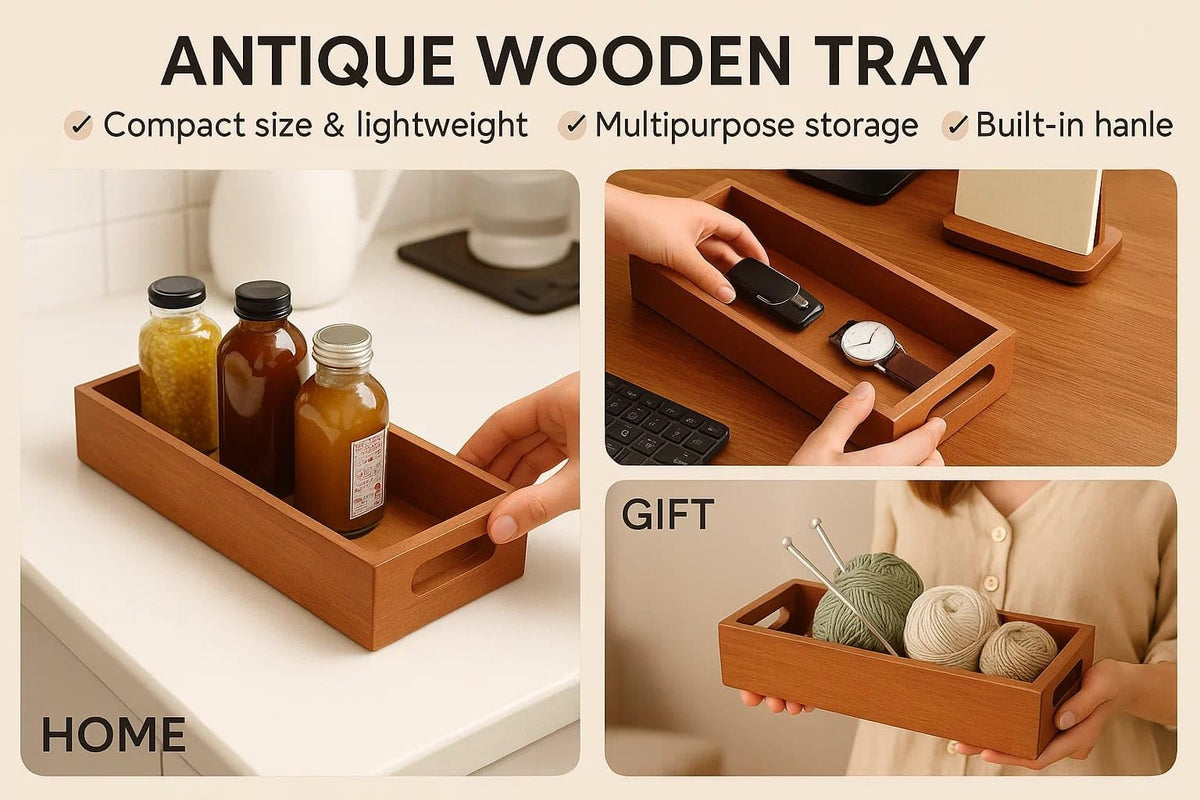 WOOD ART STORE Wooden Serving Tray – Rustic Breakfast Tray for Serving, Storage & Home Decor – Decorative Ottoman Tray for Home,Office, Coffee Table, or Bed (Set of 2)