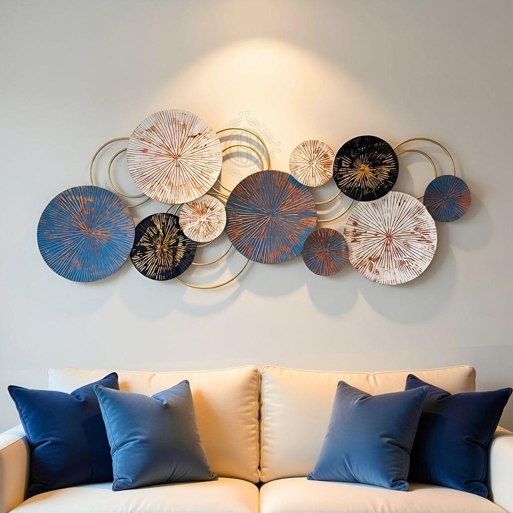 DSH CRAFTING YOUR CURIOSITY Metal Wall Art Wall Sculpture Wall Hanging Showpiece Perfect For Home, Hotel,Restaurant (19-Circle-Gray)