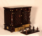 Wood To Cart Beautiful Wooden & Brass Temple/Pooja Mandir for Home and Office/Wall Mounted Temple/Puja Stand(Black Brass - 18x9x22 inches)