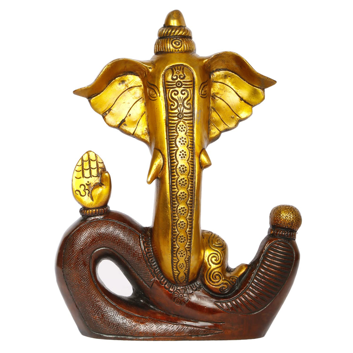 ARTVARKO Brass Designer Ganesha Statue Ganesh Ganpati Sitting Blessing Idol Sculpture for Home Diwali Puja Home Decoration Festival Gifts 10 Inch