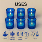 Pure Source India Multicolor Glass Votive Tealight Candle Holders - Living Room Side Table Home Decoration (Glass, Pack of 12