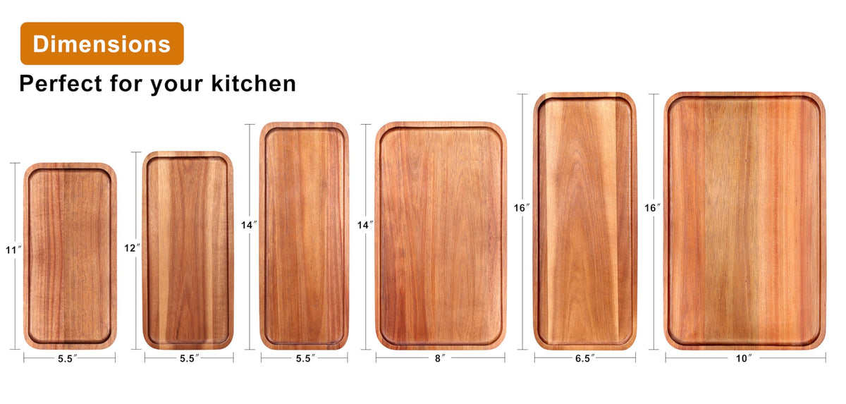 Acacia Wood Platter Small 12X5.5 Charcuterie Boards Long Rectangle Decorative Trays Home Decor Cheese Board Wooden Serving Platters for Cookie, Snack, Dessert, Food Dish Cake Appetizer Plates