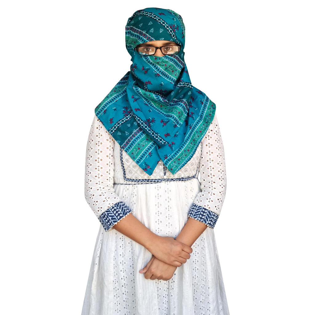 Switchon Rayon Anti Pollution Full face Scarf UV Sun Rays Protection Hijab scarf for women - Free Size (Green_Multi)