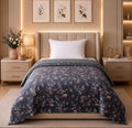 BSB HOME Cotton Dohar for Single Bed, Lightweight AC Dohar Blanket, Soft Breathable Fabric, All-Season Comfort, Easy Care – 58 x 88 Inches (147 x 224 cm) (Navy Blue & Grey) Kafalo