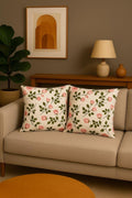 AMAZE ATTIRES Velvet Cushion Cover 18x18 Inch – Set of 2 Decorative Throw Pillow Covers for Sofa, Couch or Bed – Designer Printed Square Cushion Covers – Home Decor (Pink Floral)