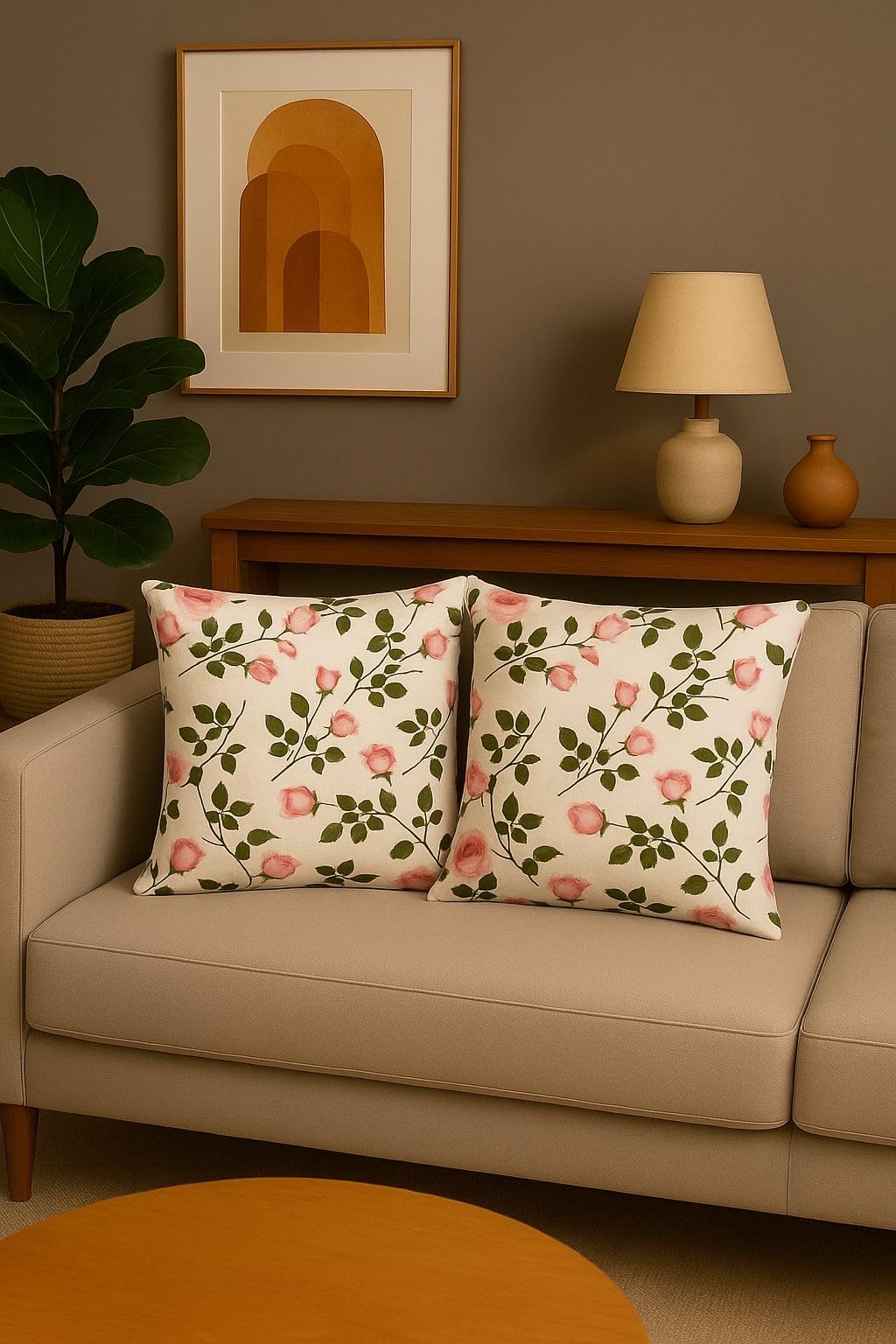 AMAZE ATTIRES Velvet Cushion Cover 18x18 Inch – Set of 5 Decorative Throw Pillow Covers for Sofa, Couch or Bed – Designer Printed Square Cushion Covers – Home Decor (Pink Floral)
