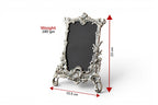 KridayKraft Royal Metallic Photo Frame, Silver Plated Antique Design, Ornate Tabletop Picture Holder for Living Room, Bedroom, and Office Decor (22 x 15.5 cm)