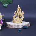 ARTVARKO Brass Goddess Tara Devi Sitting Idol Tibetan Buddhist Goddess Green Tara Decorative Sculpture - 3.5 Inches
