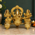 ARTVARKO Pure Brass Lakshmi Ganesha Saraswati Idol Ganesh laxmi Sarasvati Murti Statue for Diwali Puja Home Decor Good Luck Gift 6.5 Inches
