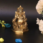 ARTVARKO™ Brass Lord of Treasure Wealth Maharaj Kuber Murti Statue for Tijori Locker Money Safe Kubera Idol for Maha Dosh Nivaran Prosperity Home Décor (6.5x5x9.5 cm)