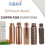 Rajlakhi Copper Water Bottle 1 Ltr Pure Ayurvedic Copper Bottle for Drinking Water | Copper Bottle 1 Ltr Leak Proof Design | Tamba Pot, Pure Tambe Ka Metal Bottles for School Kids & Women Daily Use.