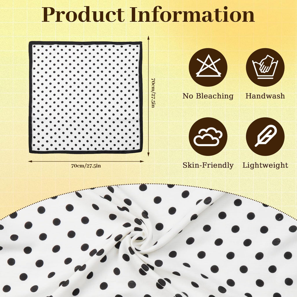 Scarf for Women Stylish, Square Silk Like Head Scarf for Women, Polka Dot Hair Band Retro, Elegant Silk Scarf Beautiful Bandanas, Versatile Silk Satin Hairing Scarf for Wrapping and Sleeping at Night