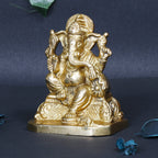 ARTVARKO Brass Ganesh Murti Ganpati Ganesha Bhagwan Statue Moorti Murti for Entrance Home Décor Diwali Decoration Pooja Ganesh Chaturthi Festival Corporate Good Luck Gift 4 Inch